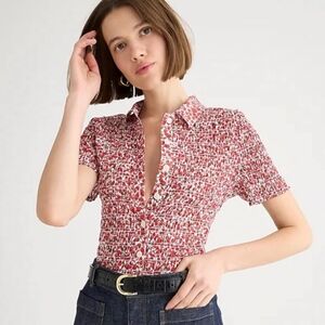 J crew Smocked button-up shirt in Liberty® Eliza's Red fabric